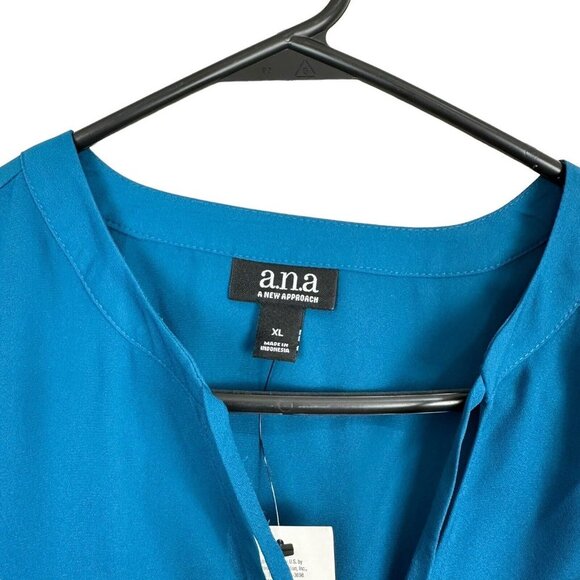 a.n.a A NEW APPROACH Womens SZ XL Tahoe Teal Puffy Long Sleeve Top Blouse NEW - Picture 4 of 9